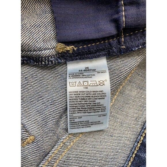 Womens GAP Dark Wash Tropical Back Pocket Distressed‎ Sz 26  or 2 - Picture 5 of 7